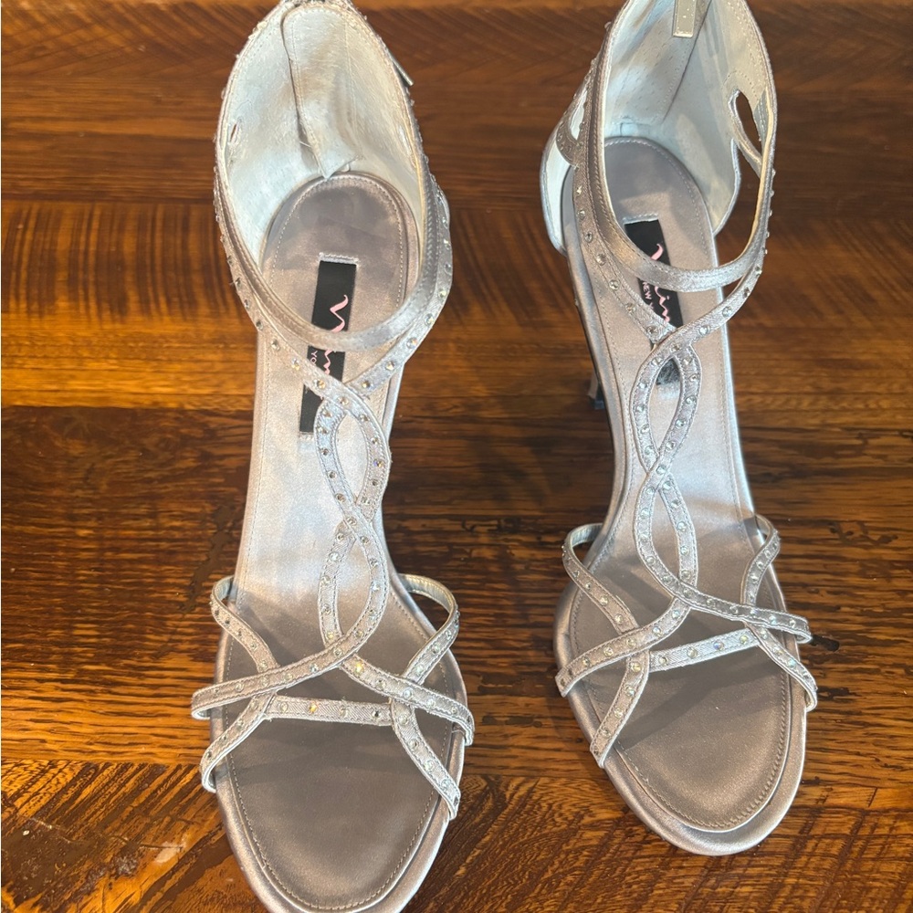 Nina Silver Strappy Heels